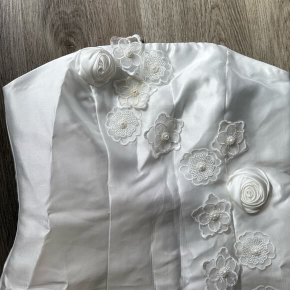 elliatt oleander strapless sateen 3D flower pearl mesh maxi mini dress large NEW - Picture 9 of 15